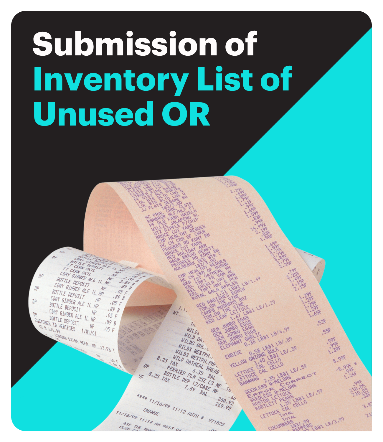 Submission of Inventory List of Unused ORs
