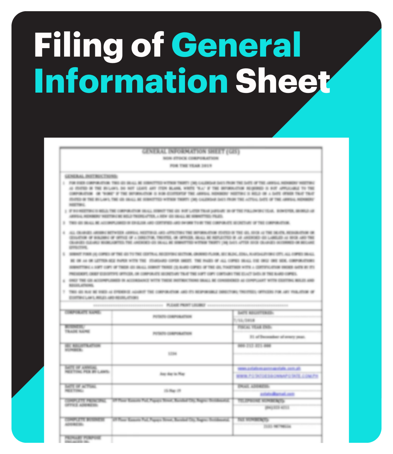 Filing of General Information Sheet (GIS)