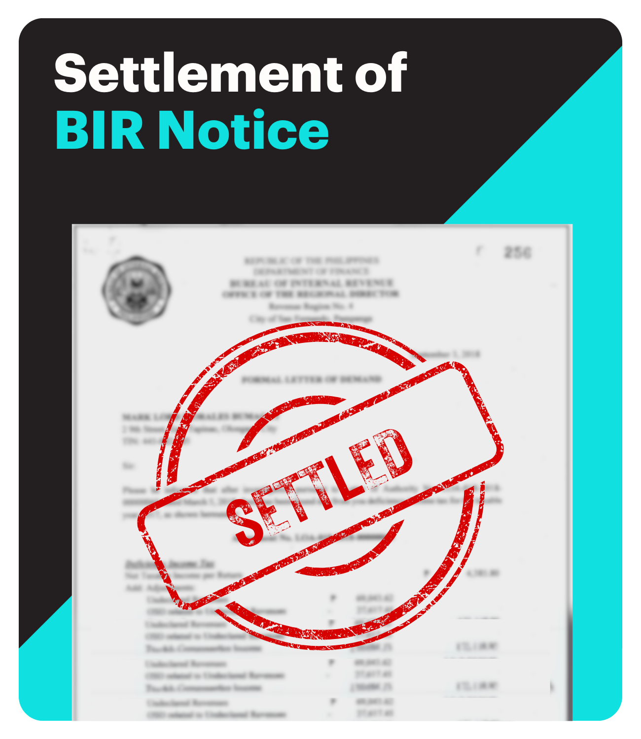 Settlement of BIR Notice