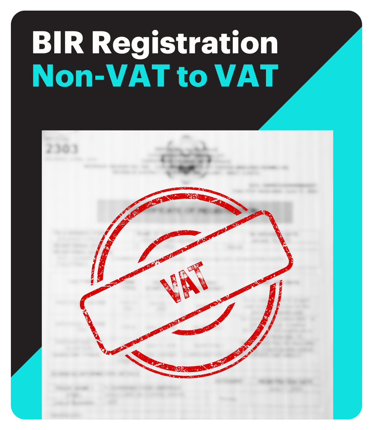 Update of Registration from Non VAT to VAT