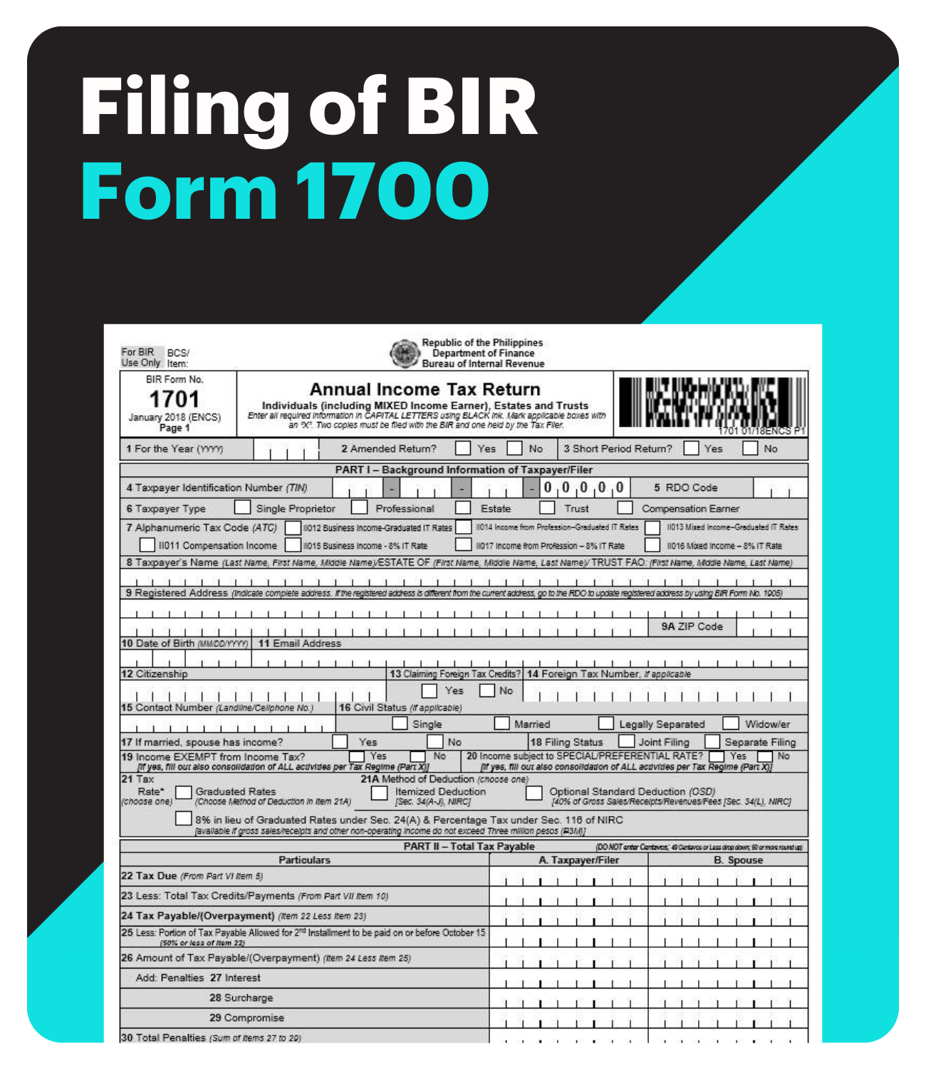 Filing of BIR Form 1700